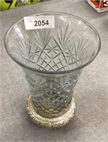 Hand cut glass vase