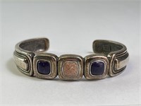 Vintage Sterling Native (CCO) Amethyst/Opal Cuff
