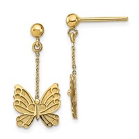 14k Polished and Brushed Butterfly Earrings