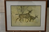 Loates Lithograph of Deer in Winter