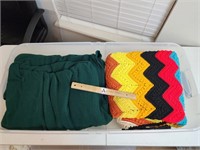 Vtg. Multicolor Chevron Crochet Blanket