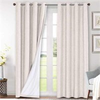 AMPHIWELL 100% Blackout Linen Curtains