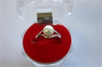 Pearl & CZ Ring Size 8
