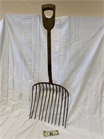 Antque Large Wooden Handle Pitch Fork