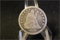 1876 Seated Liberty Silver Quarter