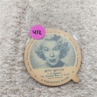 1952 Dixie Lid Ice Cream Top Actor Rare Betty