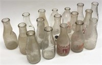 Lot of 17 Vintage Glass Milk Bottles