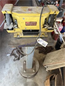 DUAL WHEEL GRINDER ON STAND, 40" TALL