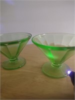 Uranium Glass Footed Dessert Dishes (2)