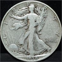 1938-D Walking Liberty Silver Half Dollar Key