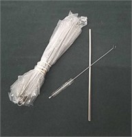 Group of metal straws with cleaners