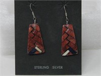 Sterling Silver Spiny Oyster Southwest  Earrings