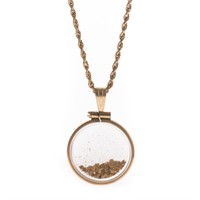 A Gold Dust Pendant and Rope Chain in 14K Gold