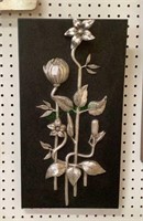 Interesting 3-D metal botanical piece mounted on