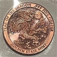 Year of the Dragon Oz. Copper Art Bar