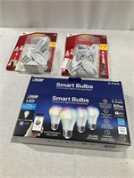 LED 60W smart bulbs 4 pcs, 3M wall hooks