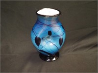 10" Fenton blue art glass vase Hanging Heart
