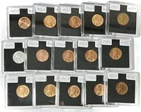 (15) BU Mixed Date Wheat Cent Lot in Holders