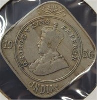 1936 India 2 Annas coin