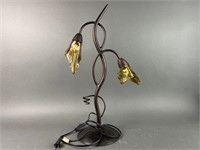 Metal Lamp with Floral Shaped Glass Shades