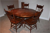 Table & 5 Press Back Chairs 48.5x40x29.5H