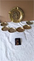 Brass Ashtray & (6) Coasters