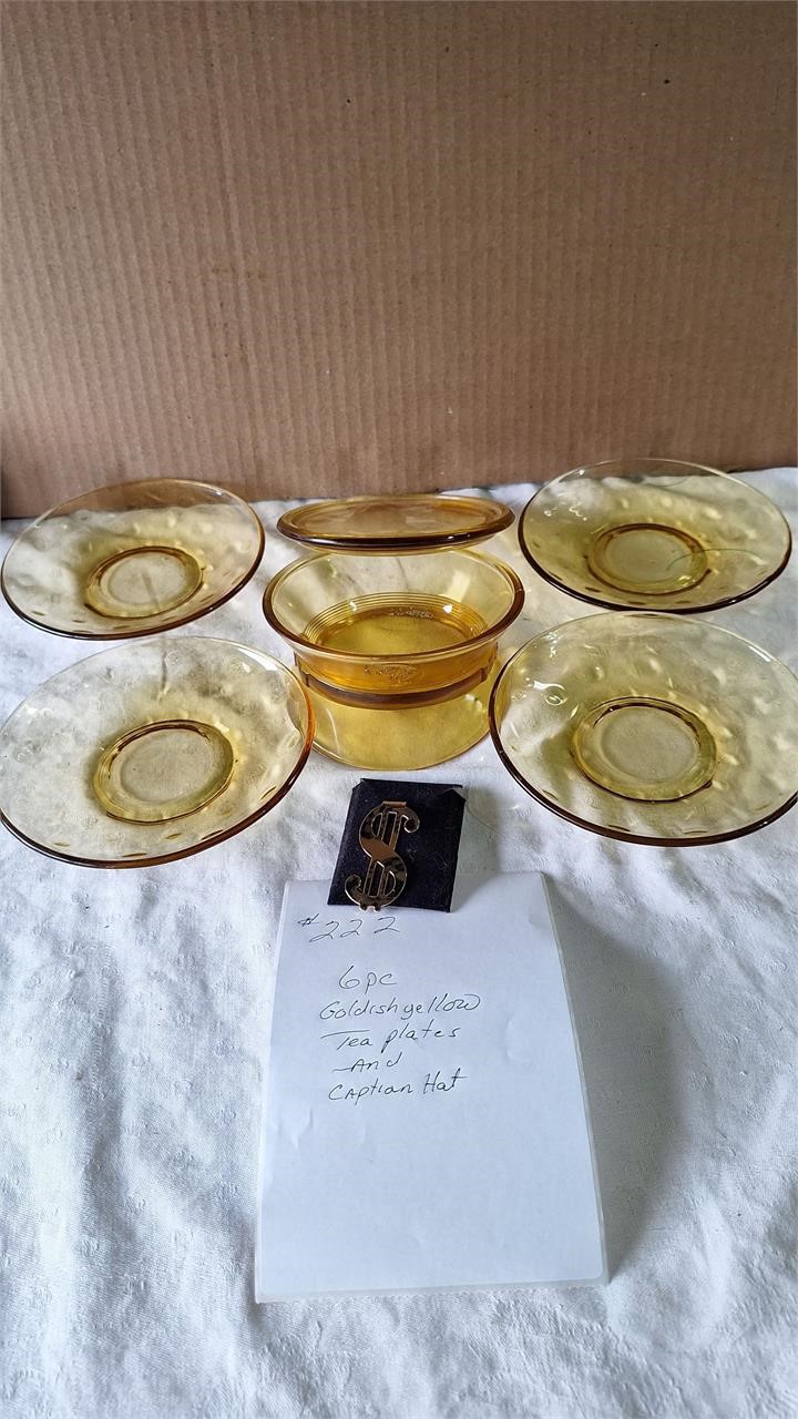 6-Piece Goldish/Yellow Tea Plates