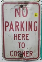 No Parking Here to Corner Metal Sign