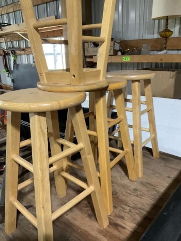 5 Wooden Bar Stools  24" tall