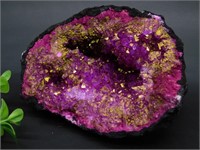 PINK AND GOLD GEODE ROCK STONE LAPIDARY SPECIMEN