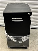 2 Drawer Black Metal File Cabinet on Wheels