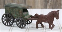 Cast Iron Horse Drawn US Mail Buggy