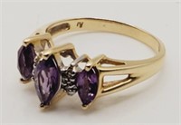 (H) 14kt Yellow Gold Amethyst Ring (size 6.5)