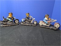 (3) Born To Ride Collection Bears On Motorcycles