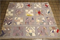 Vtg. Patchwork Geometric Hand-Made Quilt