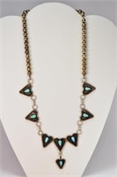 21-1/2" Silver Turquoise Heart Necklace