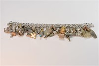 Sterling Silver Bracelet with 26 Charms