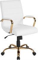 Whitney Mid-Back Desk Chair - White/Gold