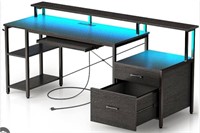 Rolanstar Computer Desk 63" With Power Outlet &