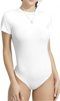 (S - white) UNTYHOTS Women Long Sleeve Bodysuit