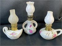 3 Mini Porcelain Oil Lamps