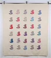 Vintage Hand Sewn Bear Pattern Quilt