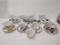 cups and saucers Royal Windsor, Queen Anne, etc.