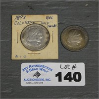 (2) Silver Columbian Half Dollars