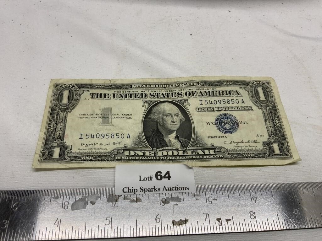 Silver Certificate, US One DollarBill, Higher