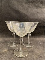 Set Of (3) Vintage 1950's Libbey Cocktail Glasses