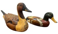 Two Painted Duck, Mallard Decoys