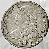 1834 U.S. Capped Bust Silver Dime F/VF