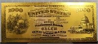 24K gold-plated banknote Salem, Massachusetts