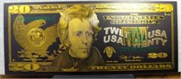 24K gold-plated  banknote $20